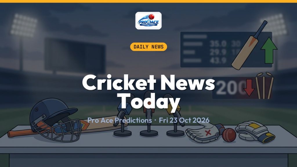 Cricket news today, 23 October 2026